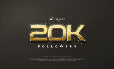 Golden metallic thank you 20k luxurious followers.のイラスト素材