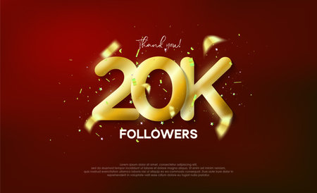 Golden metallic number thank you followers 20k.のイラスト素材