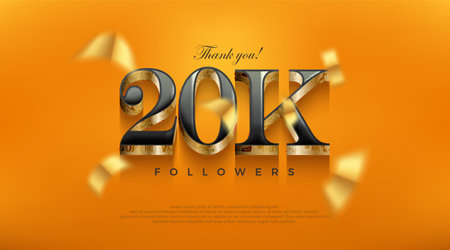 Celebration of achieving 20K followers, posters, banners, social media post design vector premium backgrounds.のイラスト素材