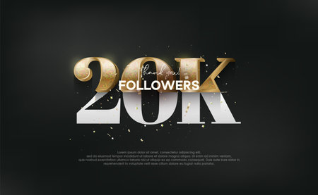 Unique and luxurious design with gold glitter numbers, design for social media post greetings, thank you 20K followers.のイラスト素材