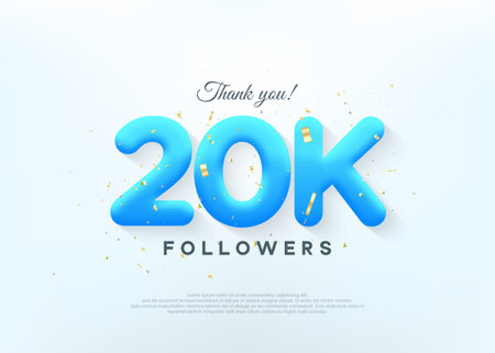 Thank you 20k followers, with blue balloons numbers.のイラスト素材