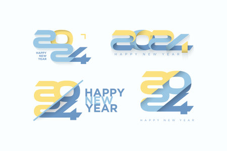 Clean and colorful 2024 concept design. Modern and premium vector design of happy new year 2024.のイラスト素材