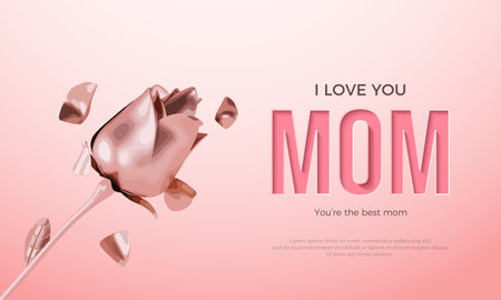 Happy mother's day vector design with golden luxury realistic 3d flower illustration. Premium design for greeting, poster, banner and social media post.のイラスト素材