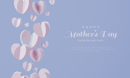 happy mother's day design vector with scattered paper cut love illustrations. Premium design for greeting, poster, banner and social media post.のイラスト素材