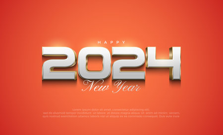 Happy new year 2024 modern and elegant. Clean and luxury 2024 design. Premium vector design for banner, poster, social post and happy new year greeting.のイラスト素材
