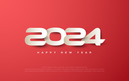 Unique Design Happy New Year 2024. With a Paper Cut Numbers Beautiful and Elegant. Premium vector design for greetings and celebration of Happy New Year 2024.のイラスト素材