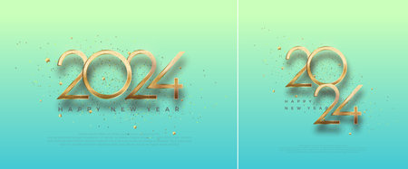 Modern Design Happy New Year 2024. With thick and modern fonts. Colorful design. Vector Premium Background for Banners, Posters or Calendar.のイラスト素材