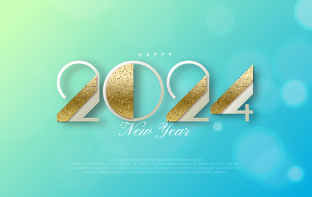 Modern Design Happy New Year 2024. With thick and modern fonts. Colorful design. Vector Premium Background for Banners, Posters or Calendar.のイラスト素材