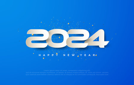 Unique Design Happy New Year 2024. With a Paper Cut Numbers Beautiful and Elegant. Premium vector design for greetings and celebration of Happy New Year 2024.のイラスト素材