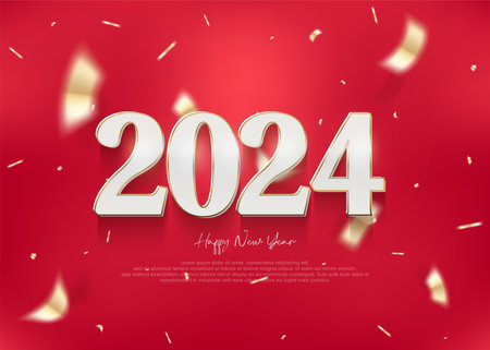 Classic number 2024, congratulations on the 2024 new year celebration.のイラスト素材
