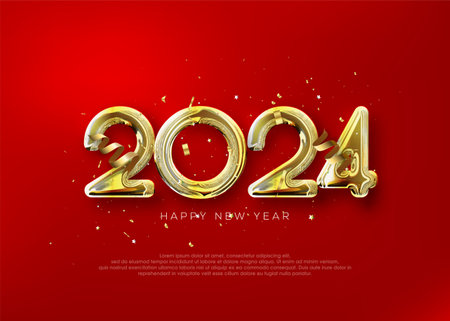 Happy new year 2024, with luxury gold balloons illustration.のイラスト素材