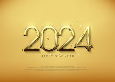 Golden new year 2024, thin, luxurious and elegant premium vector background.のイラスト素材