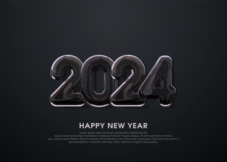 Happy new year 2024 greetings elegant black color.のイラスト素材