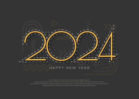 Happy new year 2024 background, vector design banner poster with elegant luxury gold color.のイラスト素材