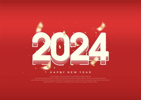 3d happy new year 2024, modern poster banner greeting.のイラスト素材