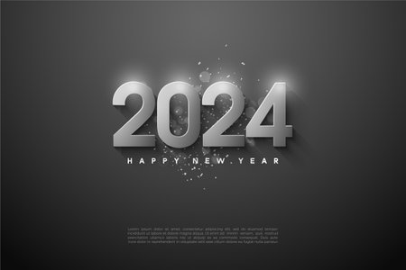 2024 new year with dark celebration banner concept. design premium vector.のイラスト素材