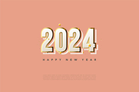 2024 new year celebration with celebration paper background. design premium vector.のイラスト素材