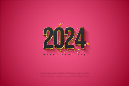 happy new year 2024 with simple and elegant coloring. design premium vector.のイラスト素材