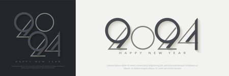 Unique vector number 2024 in bright and clean colors. premium for poster, banner, social greeting...