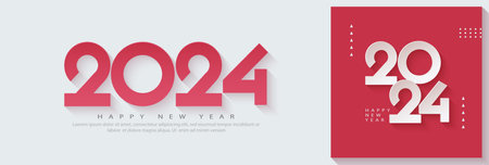 Happy new year number 2024 with a modern concept. Premium vector design for poster, banner, new year 2024 celebration and greeting.のイラスト素材