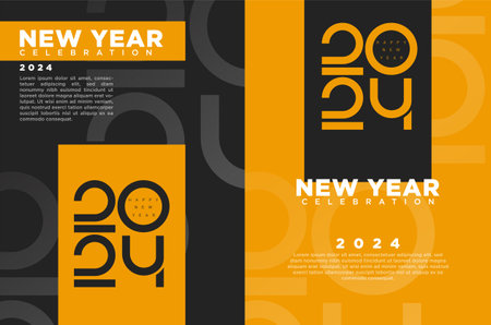 Happy new year 2024 design poster. New year celebration design. Premium vector design for banner, poster, social media post and calendar.のイラスト素材