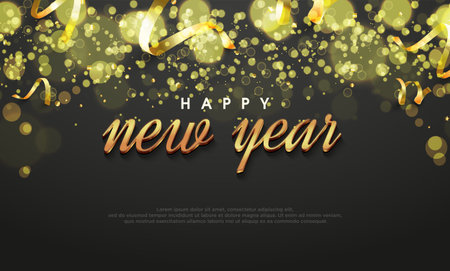 New year concept design with luxury and shiny gold lettering. Accompanied by a sprinkling of luxurious gold glitter. Premium design to celebrate happy new year 2024.のイラスト素材
