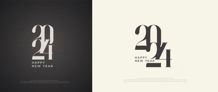 Happy new year 2024 classic with unique and luxurious numbers. Premium design 2024 for calendar, poster, template or poster design.のイラスト素材