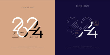 Classic Retro 2024 Happy New Year with a classic color of premium designing for speech, banners, posters, calendar or social media posts.のイラスト素材