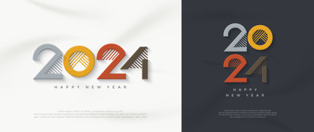 Modern and simple new year 2024 design. With a modern and clean colorful theme. Premium vector design for celebration, invitation or greeting.のイラスト素材
