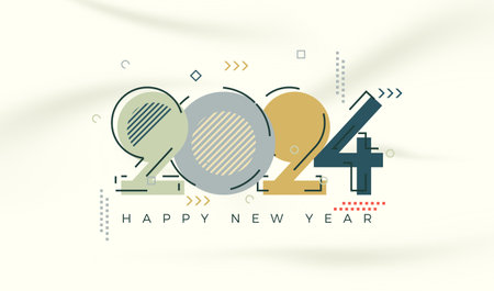 Classic number 2024 design for happy new year celebrations. With colorful retro design. Premium design for banners, posters, calendars and invitations.のイラスト素材