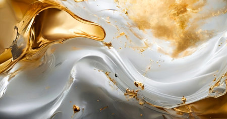 Shiny golden fluid texture. Premium background design for banners and posters.の写真素材