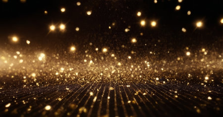 Bokeh background with sprinkled gold light. Premium illustrations for banners, posters, backgrounds and wallpapers.の写真素材