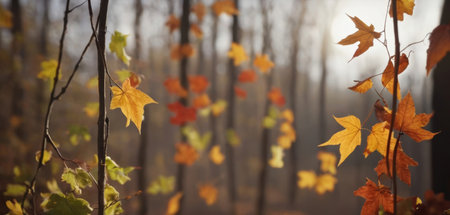 Close up background of autumn leaves. With charming bokeh and blurred backgrounds.