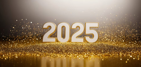 Luxury design of number 2025 in white on bright background. Premium design for new year celebration.の写真素材
