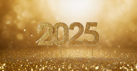 Number design 2025 with luxury numbers on shining gold background. Premium design for new year...