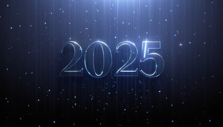 New year design 2025 with an overall design in sea water blue, luxurious and elegant. Premium design for new year celebration.の写真素材