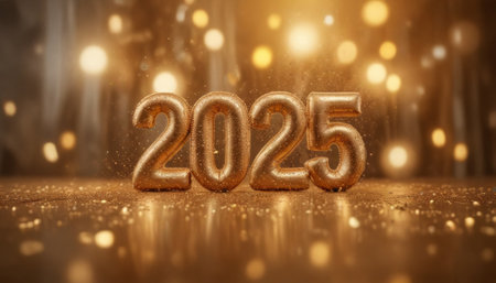 Luxury balloons number design with blurred gold and bokeh background. Premium design for new year...