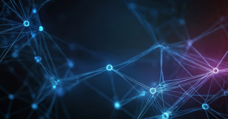 Digital connections forming a network on a dark blue background. Modern and sophisticated background...
