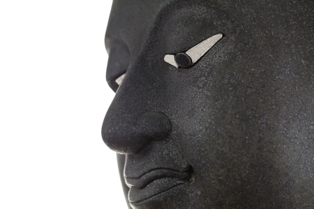 Buddha face at Thailand on white backgroundの写真素材