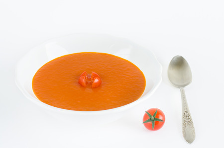 Tomato soup on white background.の写真素材