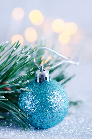 Christmas decoration with balls and pine.の写真素材
