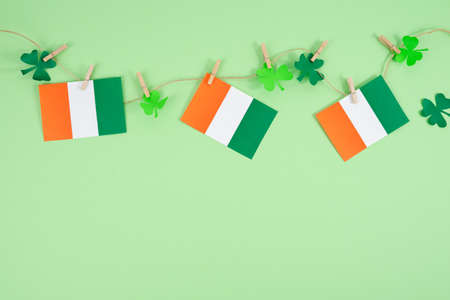 Garlands with St. Patrick's Day decorations. Copy space.の写真素材