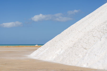 Partial view of salt mountain in salt mines at Manaure in Colombian Guajira. Copyspace.の写真素材