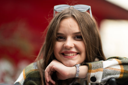 Close up Portrait of Smiling Girl Outdoors