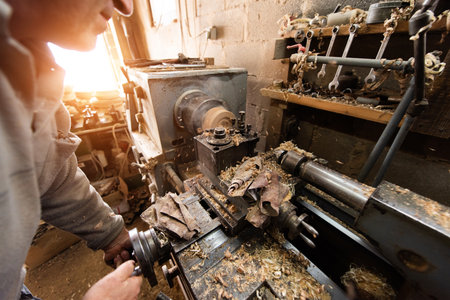 Elderly Craftsman Working in a Rustic Workshop