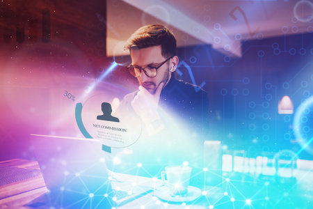 Big data management, digital technology, software development concept. Computer programmer, software...