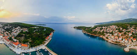 Drone View of Adriatic Coastline in Hvarの写真素材