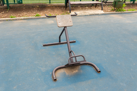 Views of the sports ground for street workout. Public area for sports training in the park.の写真素材