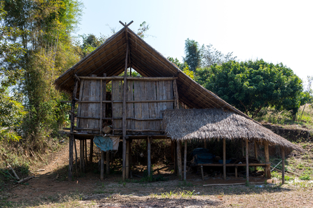 Thailand style bamboo cottage on the mountain, Feb 2016.のeditorial素材