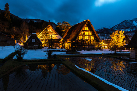 Shirakawa-go world heritage village in Japan Feb 2016.のeditorial素材